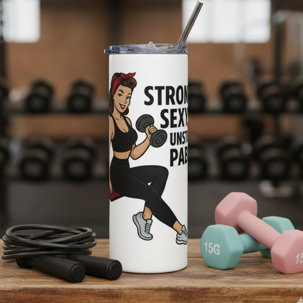 Vaso/Tumbler de acero inoxidable "Workout Pin-Up"