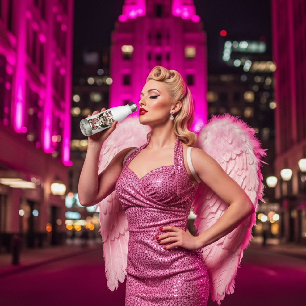 Botella de Agua/ Stainless “Pink Rebel Angel”