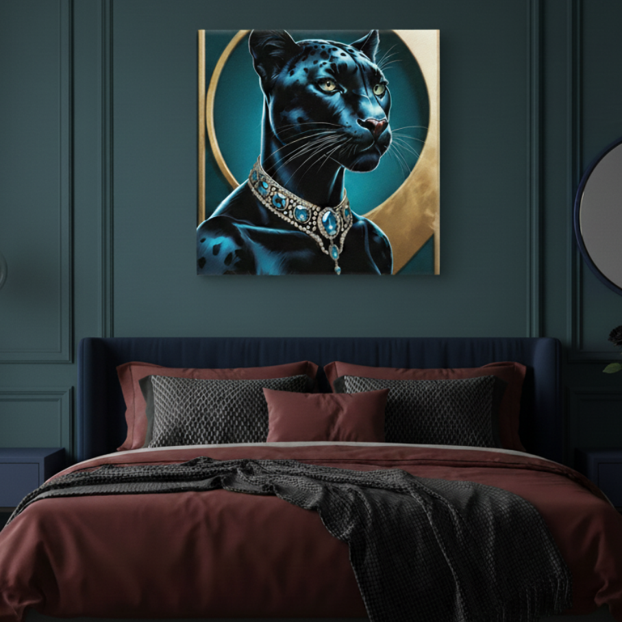 Lienzo / Canvas "Elegance - Pantera Negra con Joyas "