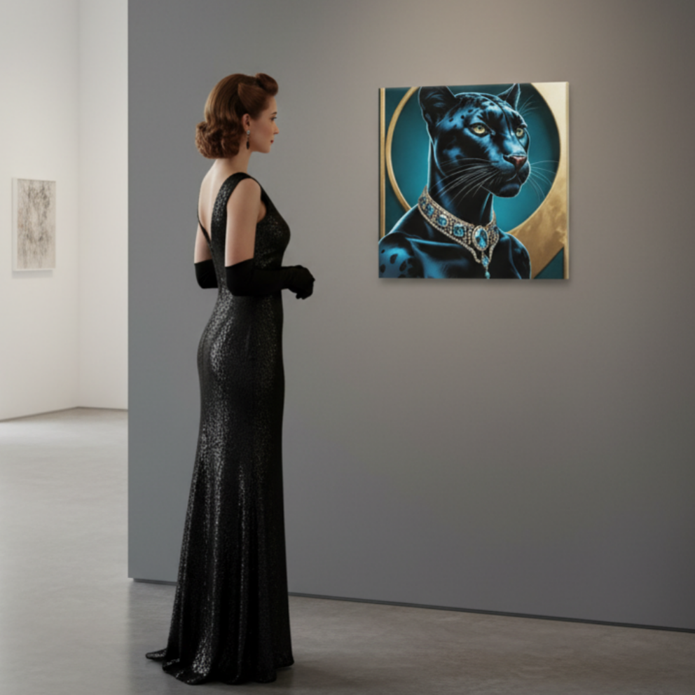 Lienzo / Canvas "Elegance - Pantera Negra con Joyas "