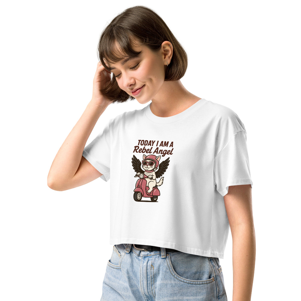 Camiseta Corta  “Pink Rebel Angel” - Crop Top