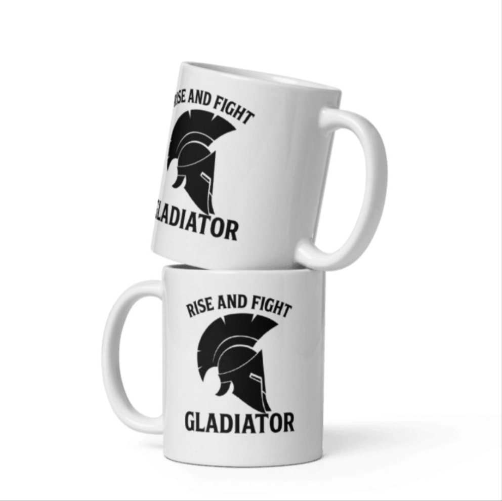 “Rise and Fight – Gladiator” Taza / Mug – Coffee with Courage & Grit