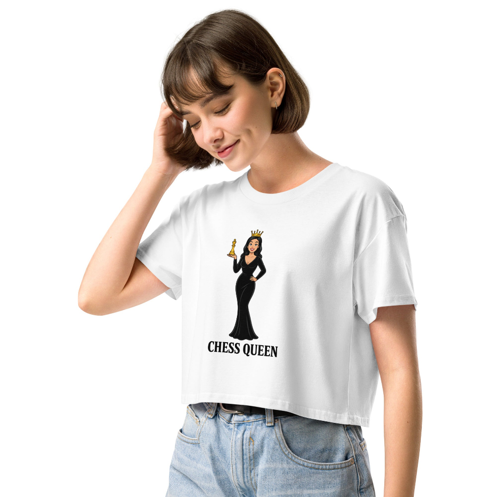 Camiseta corta / Crop-top unisex "Reina de Ajedrez"