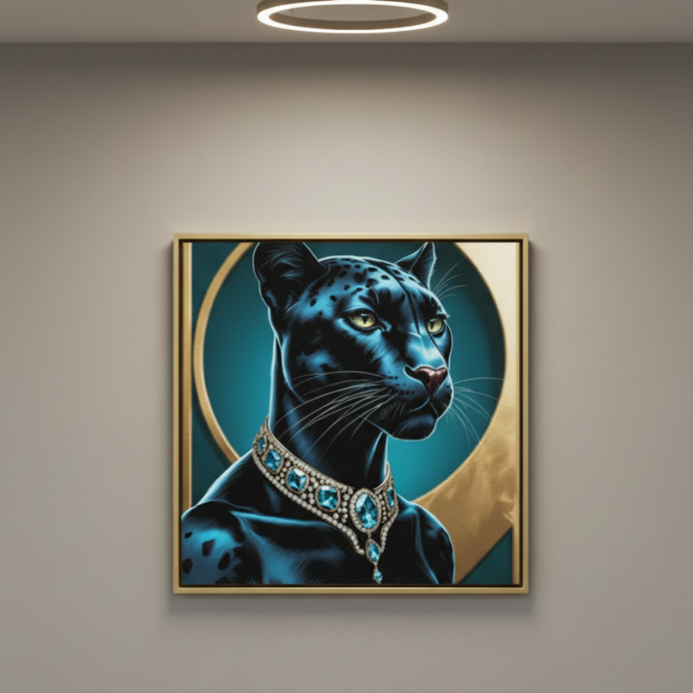 Lienzo / Canvas "Elegance - Pantera Negra con Joyas "