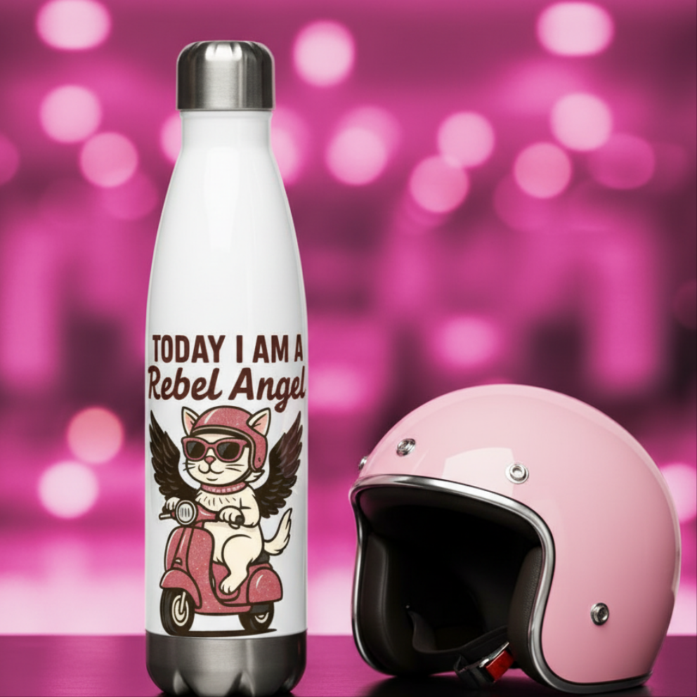 Botella de Agua/ Stainless “Pink Rebel Angel”