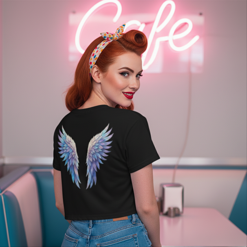 Camiseta Corta “Black Rebel Angel” - Crop Top