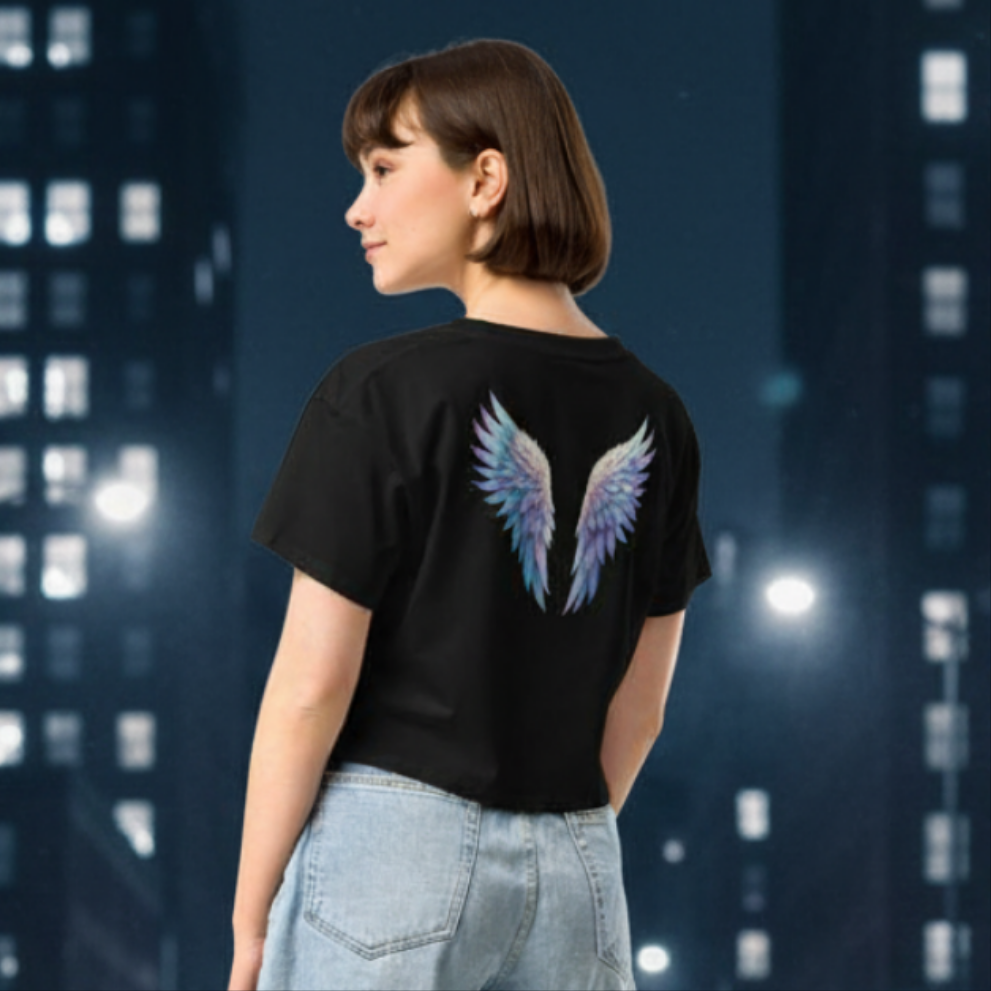 Camiseta Corta “Black Rebel Angel” - Crop Top