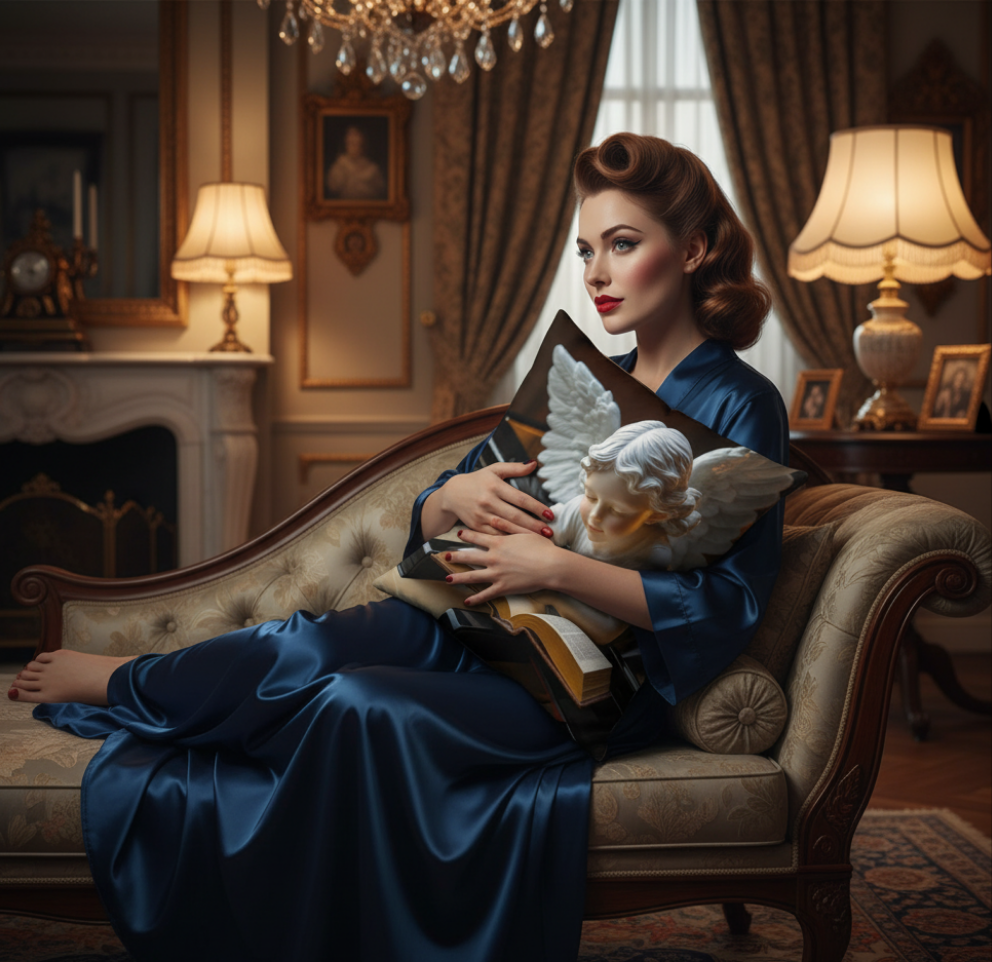 Cojín Básico/Basic Pillow "Elegance – Ángel Leyendo"