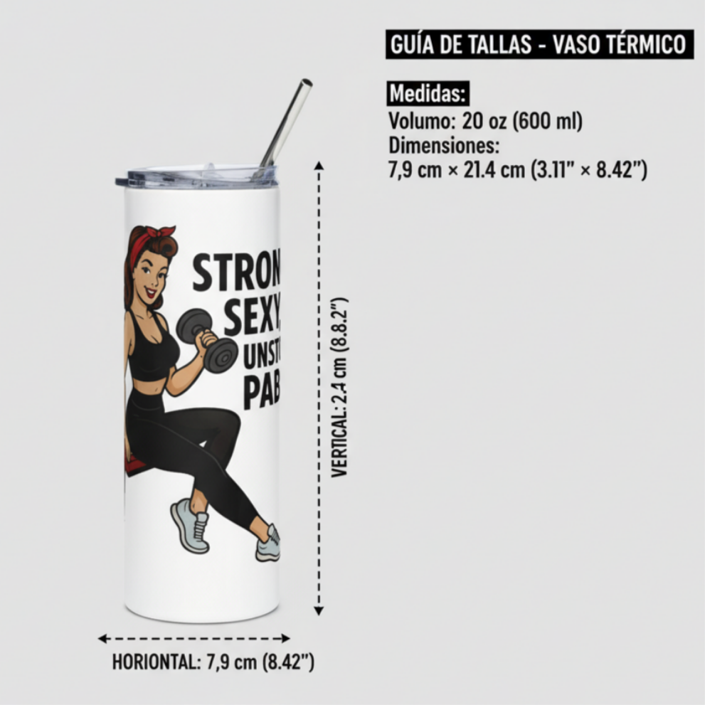 Vaso/Tumbler de acero inoxidable "Workout Pin-Up"
