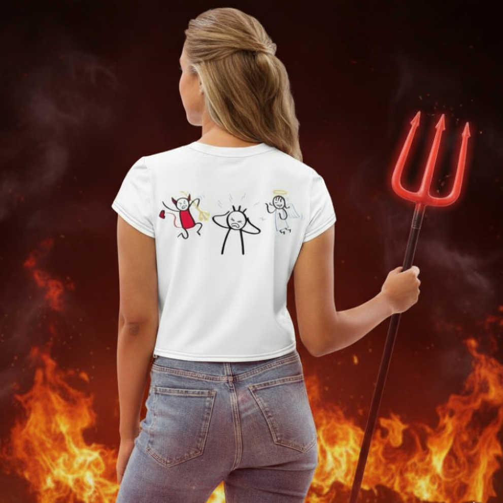 Camiseta Corta “White Rebel Angel” - Crop Top