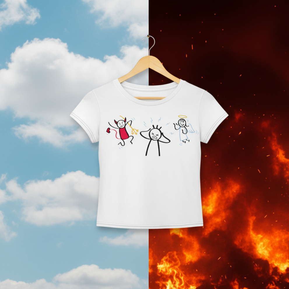 Camiseta Corta “White Rebel Angel” - Crop Top