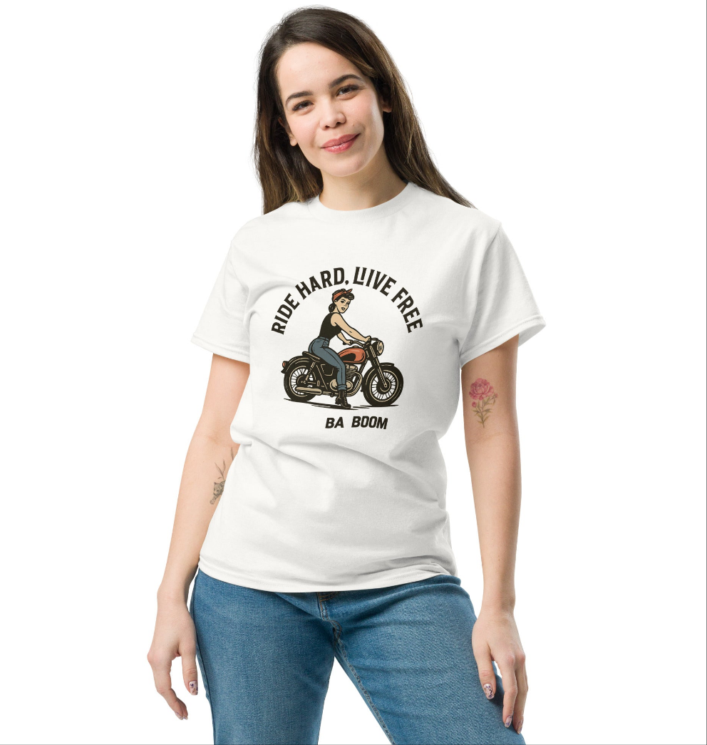 Camiseta larga/ classic tee "Ride Hard Live Free"