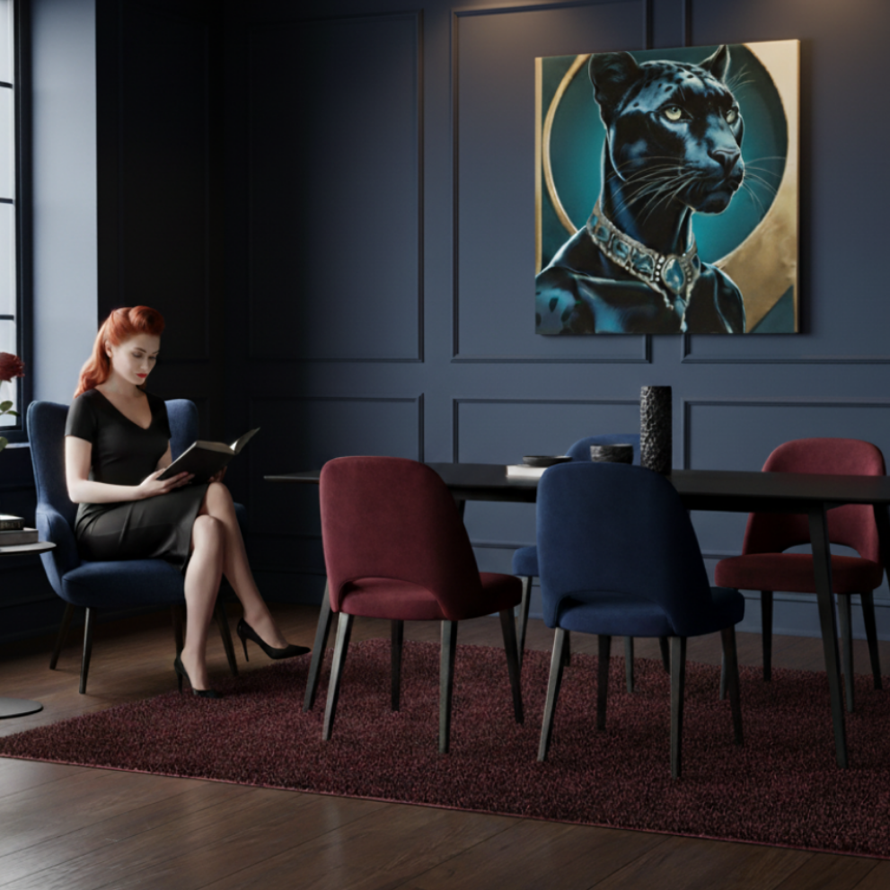 Lienzo / Canvas "Elegance - Pantera Negra con Joyas "