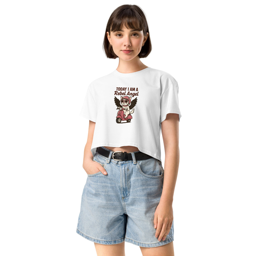 Camiseta Corta  “Pink Rebel Angel” - Crop Top