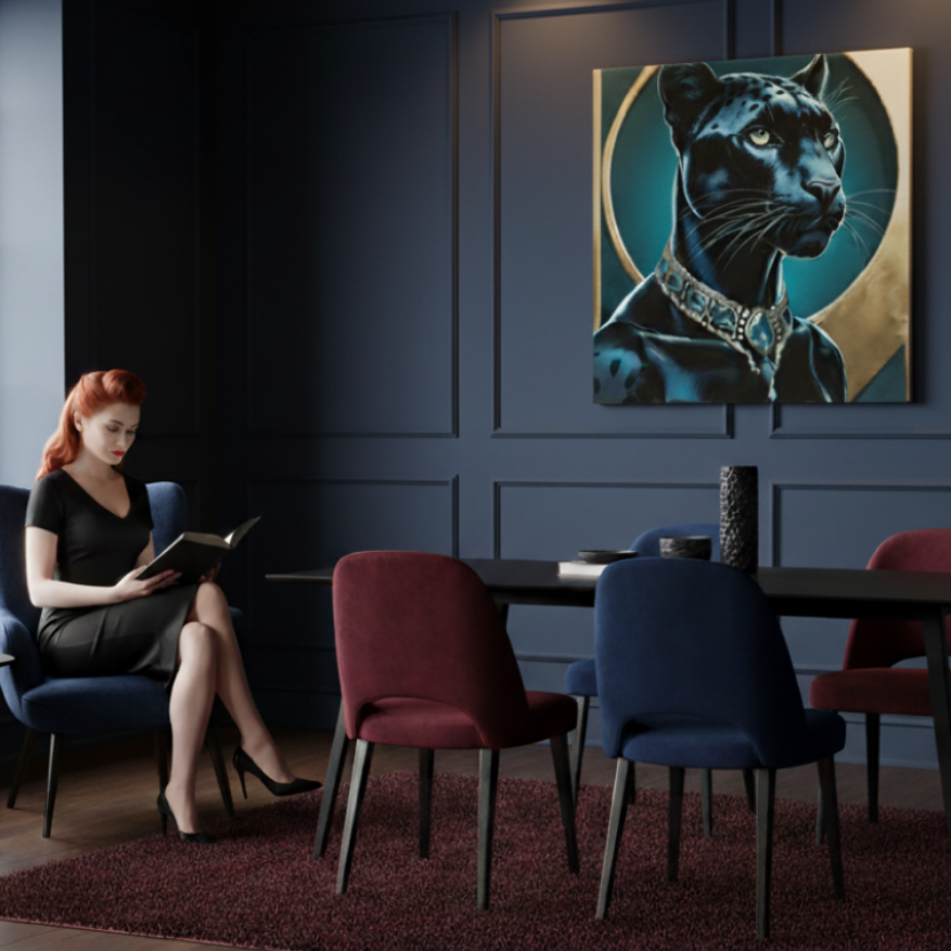 Lienzo / Canvas "Elegance - Pantera Negra con Joyas "