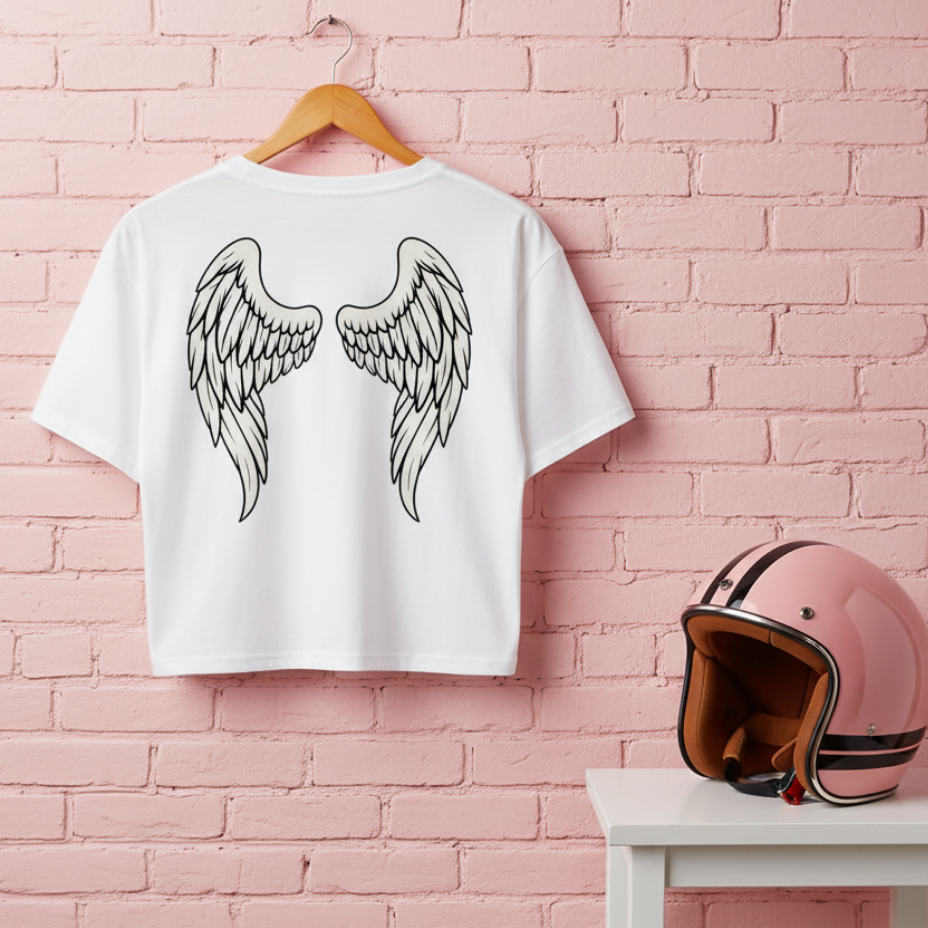 Camiseta Corta  “Pink Rebel Angel” - Crop Top
