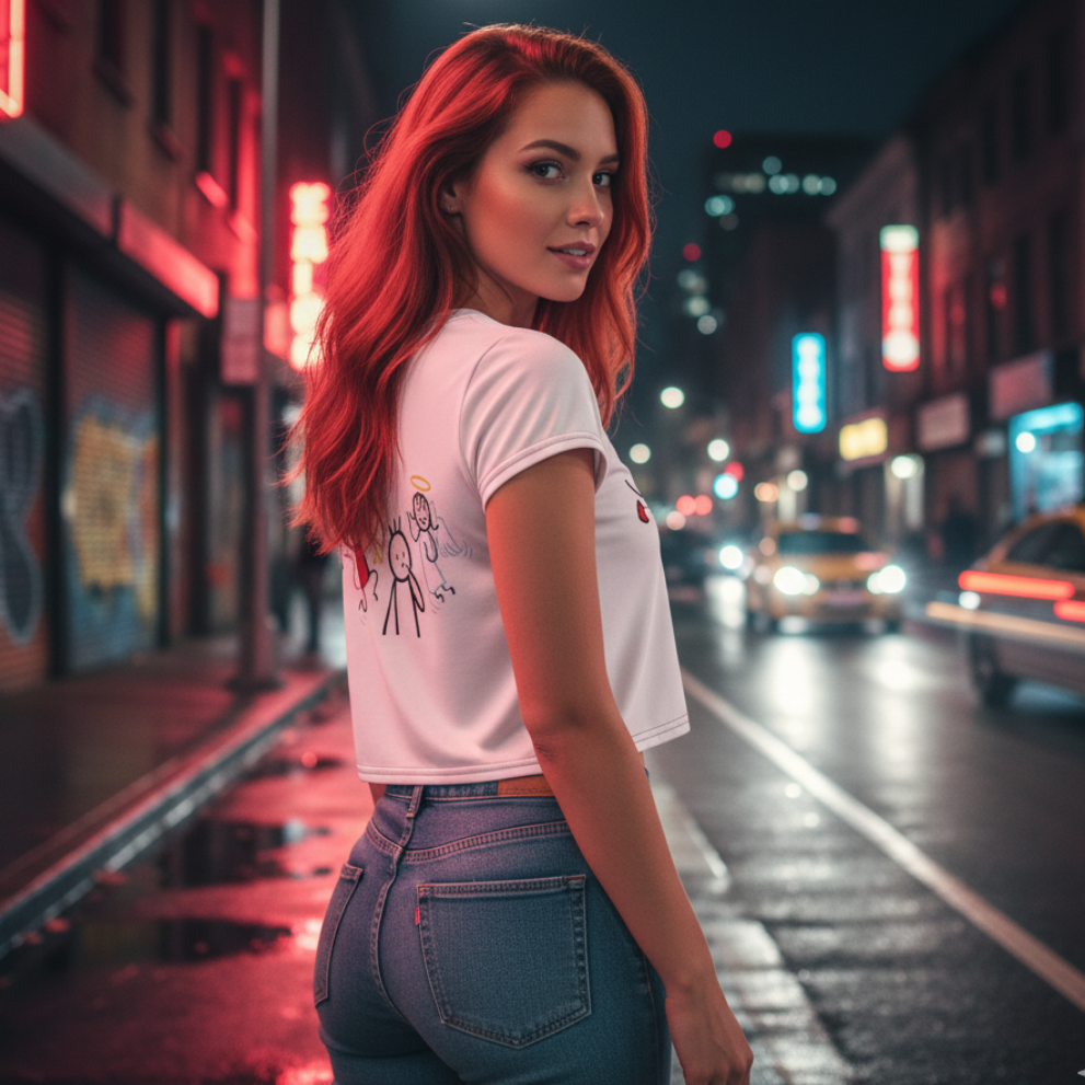 Camiseta Corta “White Rebel Angel” - Crop Top