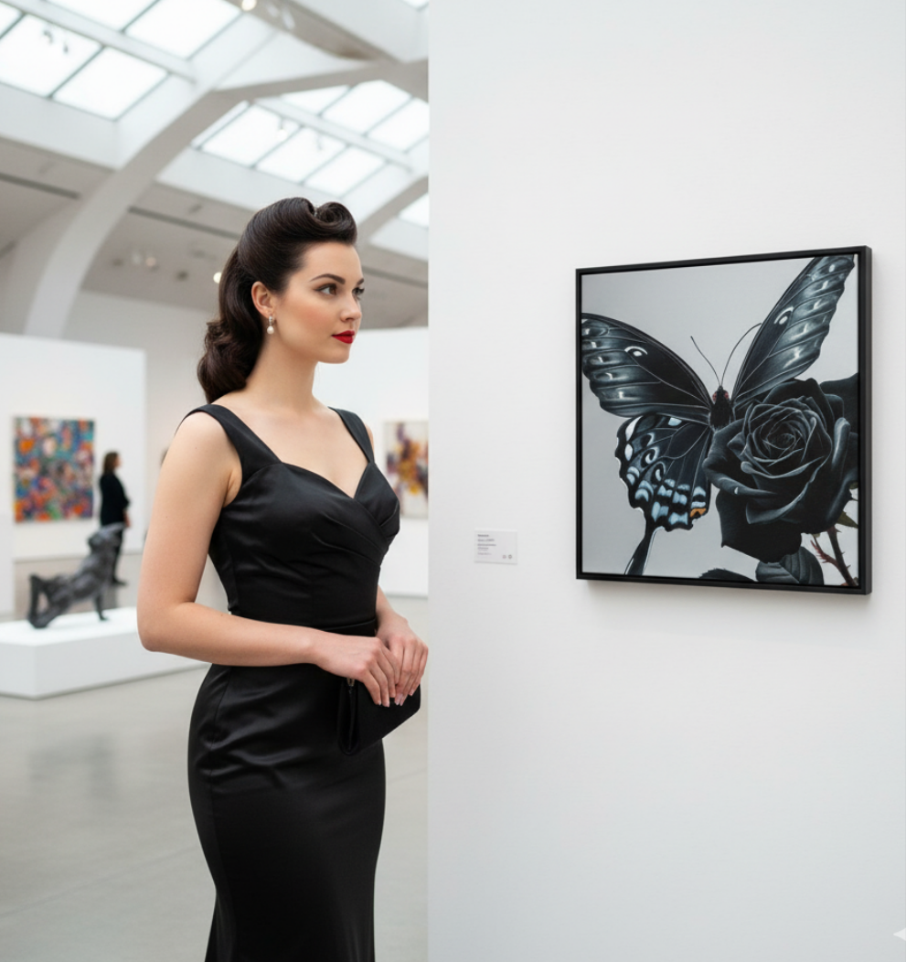 Lienzo I /Canvas "Elegance – Mariposa y Rosa"