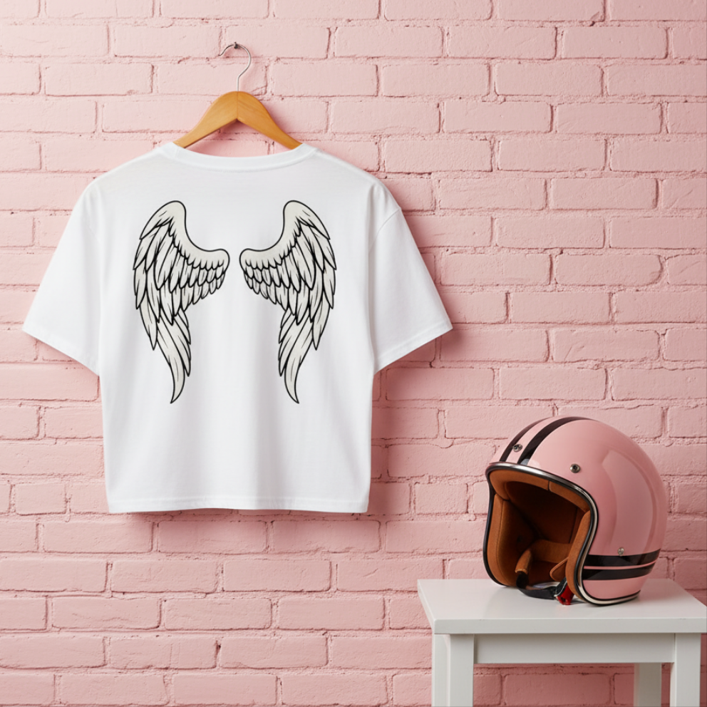 Camiseta Corta  “Pink Rebel Angel” - Crop Top