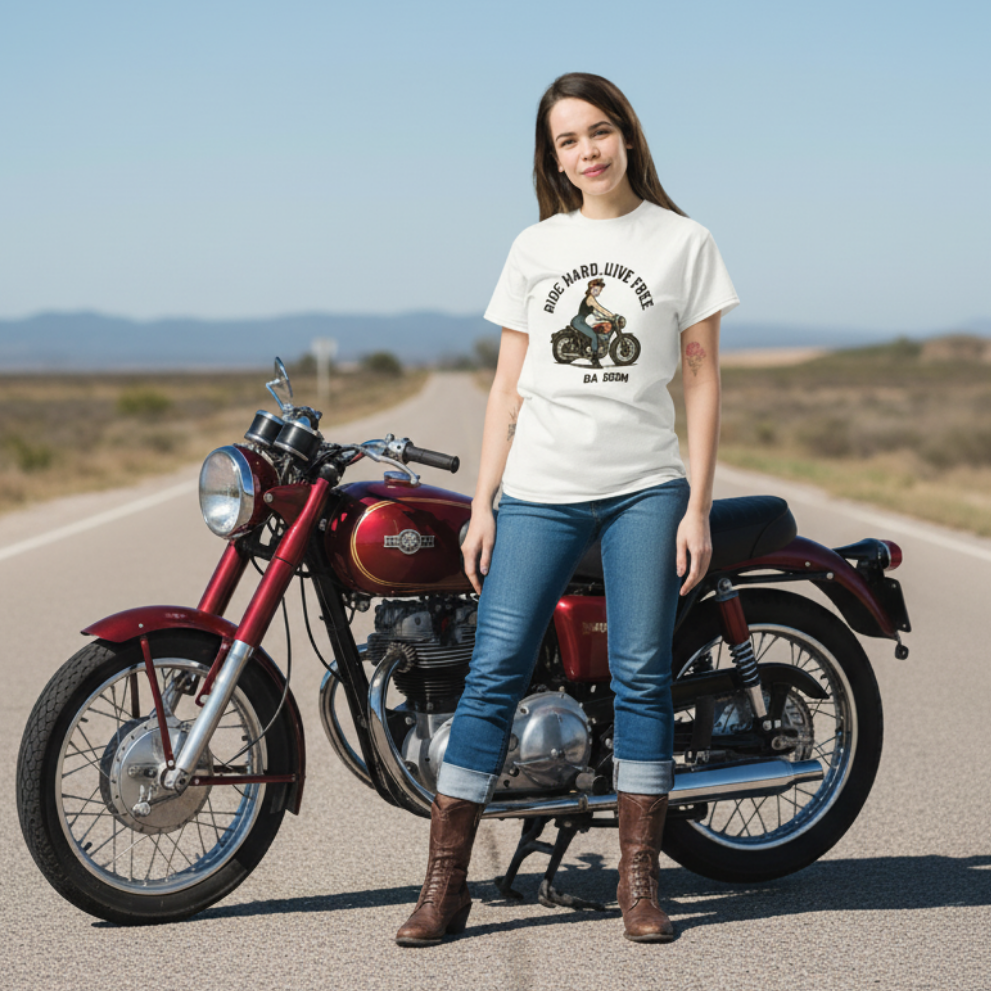 Camiseta larga/ classic tee "Ride Hard Live Free"