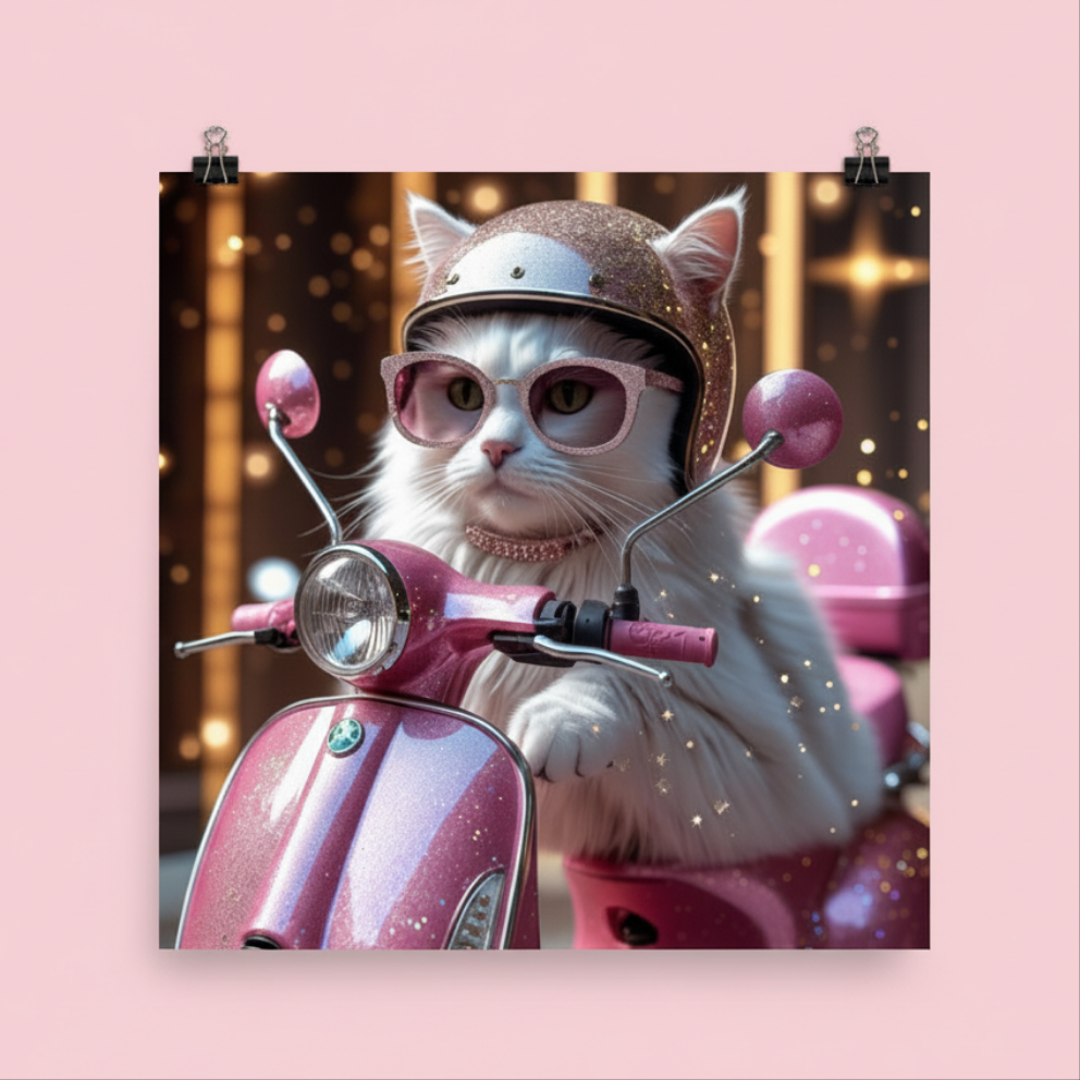 Póster/ Photo paper poster "Miau en Moto"