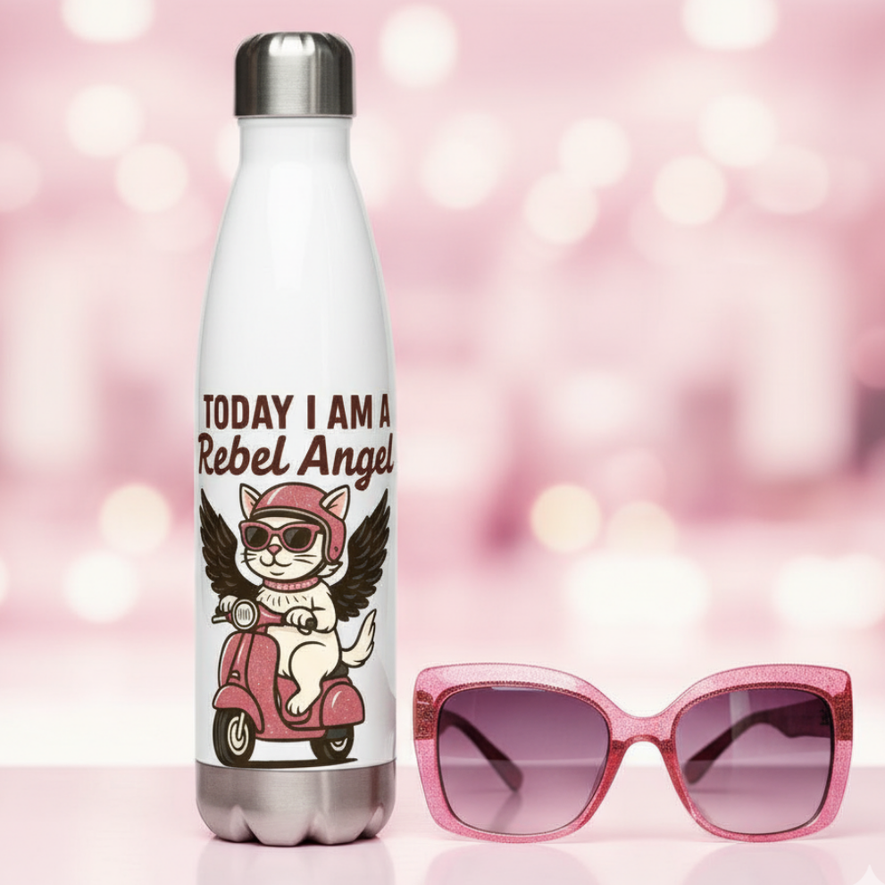 Botella de Agua/ Stainless “Pink Rebel Angel”