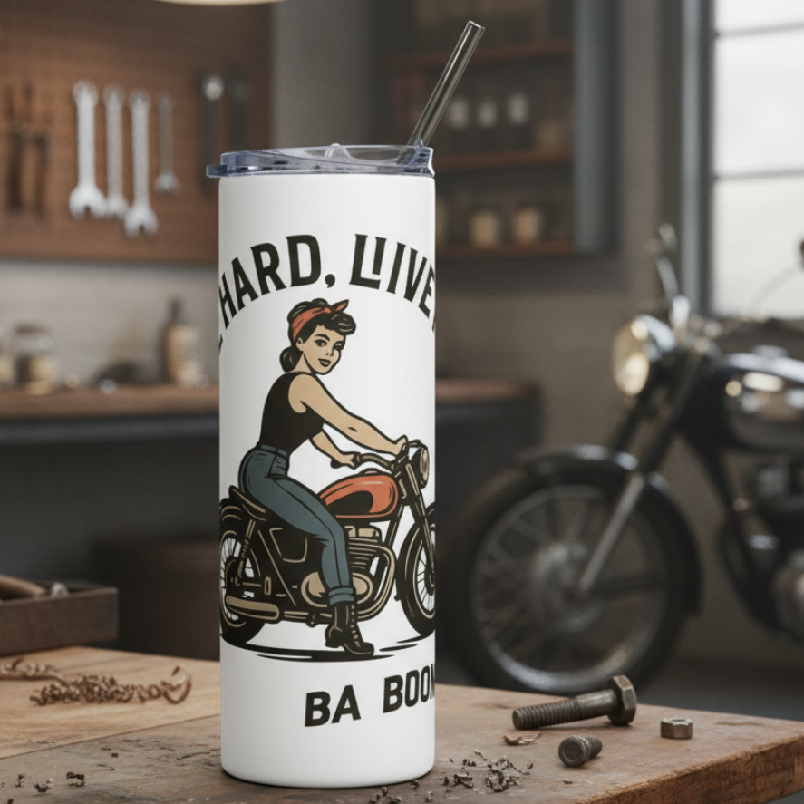 Vaso de acero inoxidable/ Tumbler "Ride Hard Live Free"