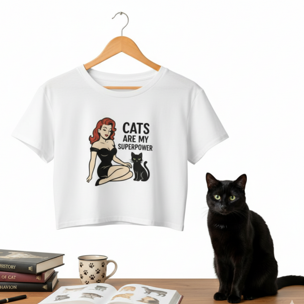 Camiseta corta/ Crop top "Cats Are My Superpower"