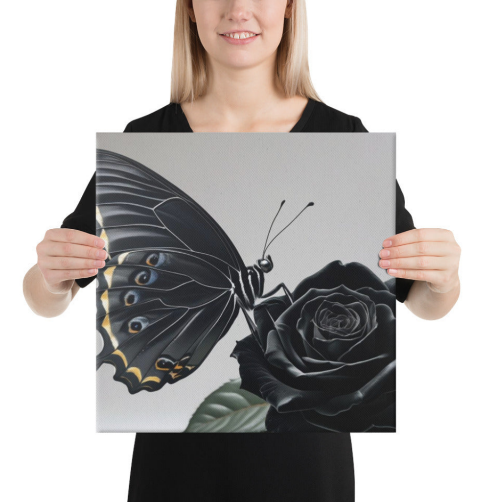 Lienzo II / Canvas "Elegance – Mariposa y Rosa"