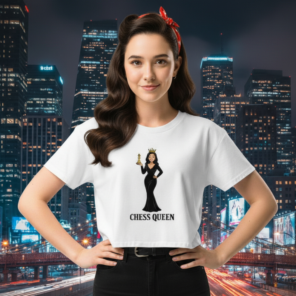 Camiseta corta / Crop-top unisex "Reina de Ajedrez"