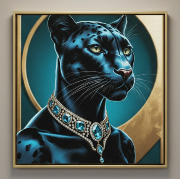 Lienzo / Canvas "Elegance - Pantera Negra con Joyas "