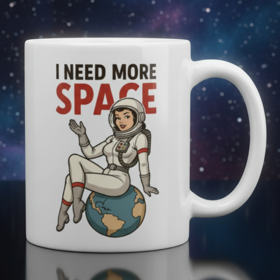 Taza de Cerámica de Astronomía - Regalo Original Pin Up               "I Need More Space"