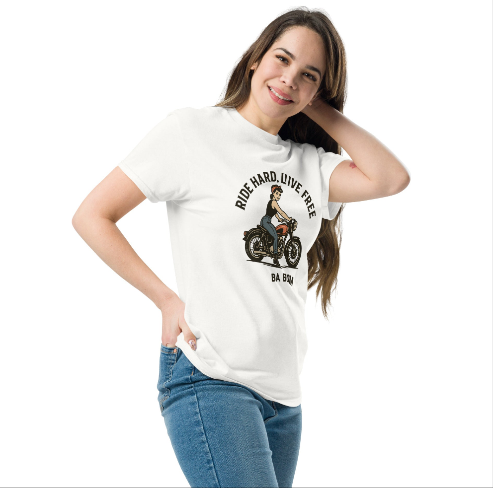 Camiseta larga/ classic tee "Ride Hard Live Free"
