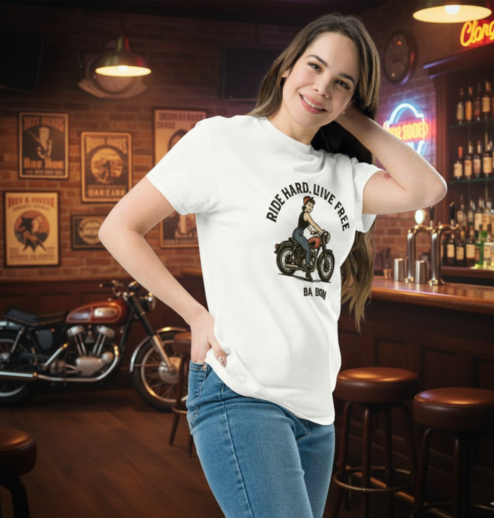Camiseta larga/ classic tee "Ride Hard Live Free"
