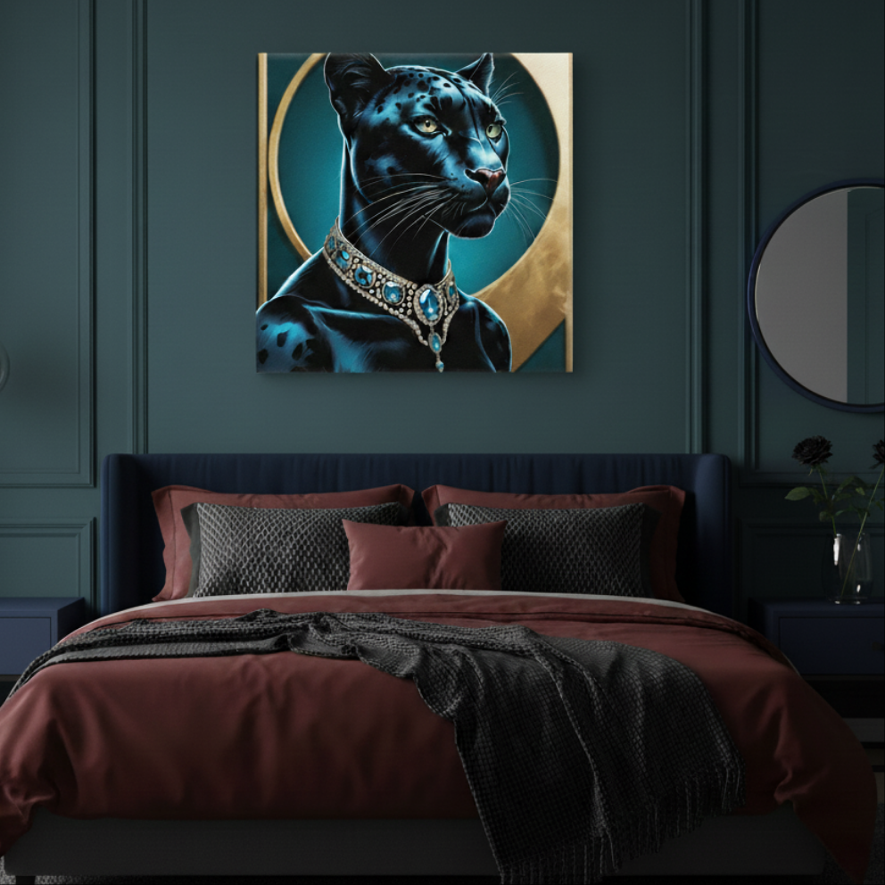 Lienzo / Canvas "Elegance - Pantera Negra con Joyas "