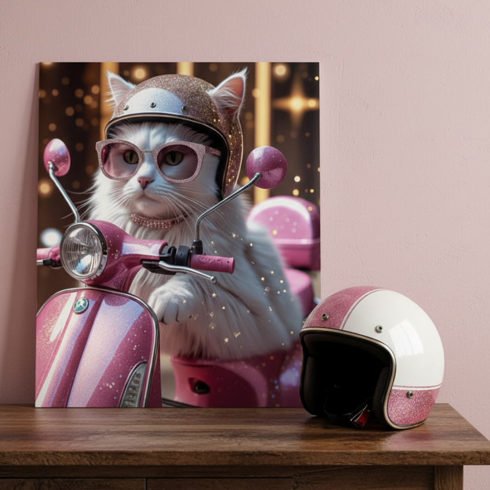 Póster/ Photo paper poster "Miau en Moto"