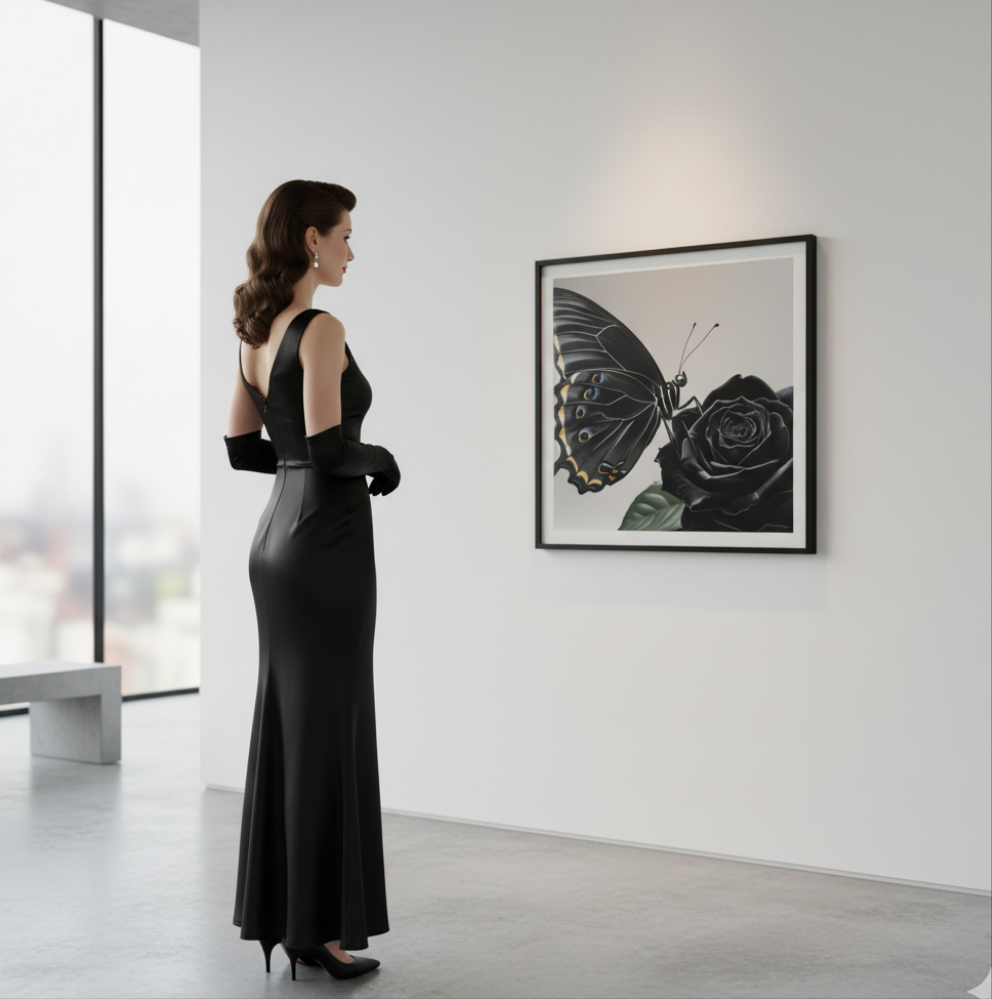 Lienzo II / Canvas "Elegance – Mariposa y Rosa"