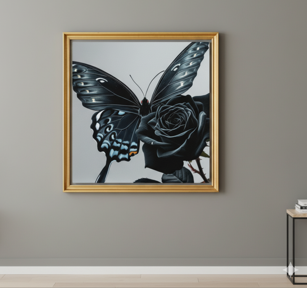 Lienzo I /Canvas "Elegance – Mariposa y Rosa"