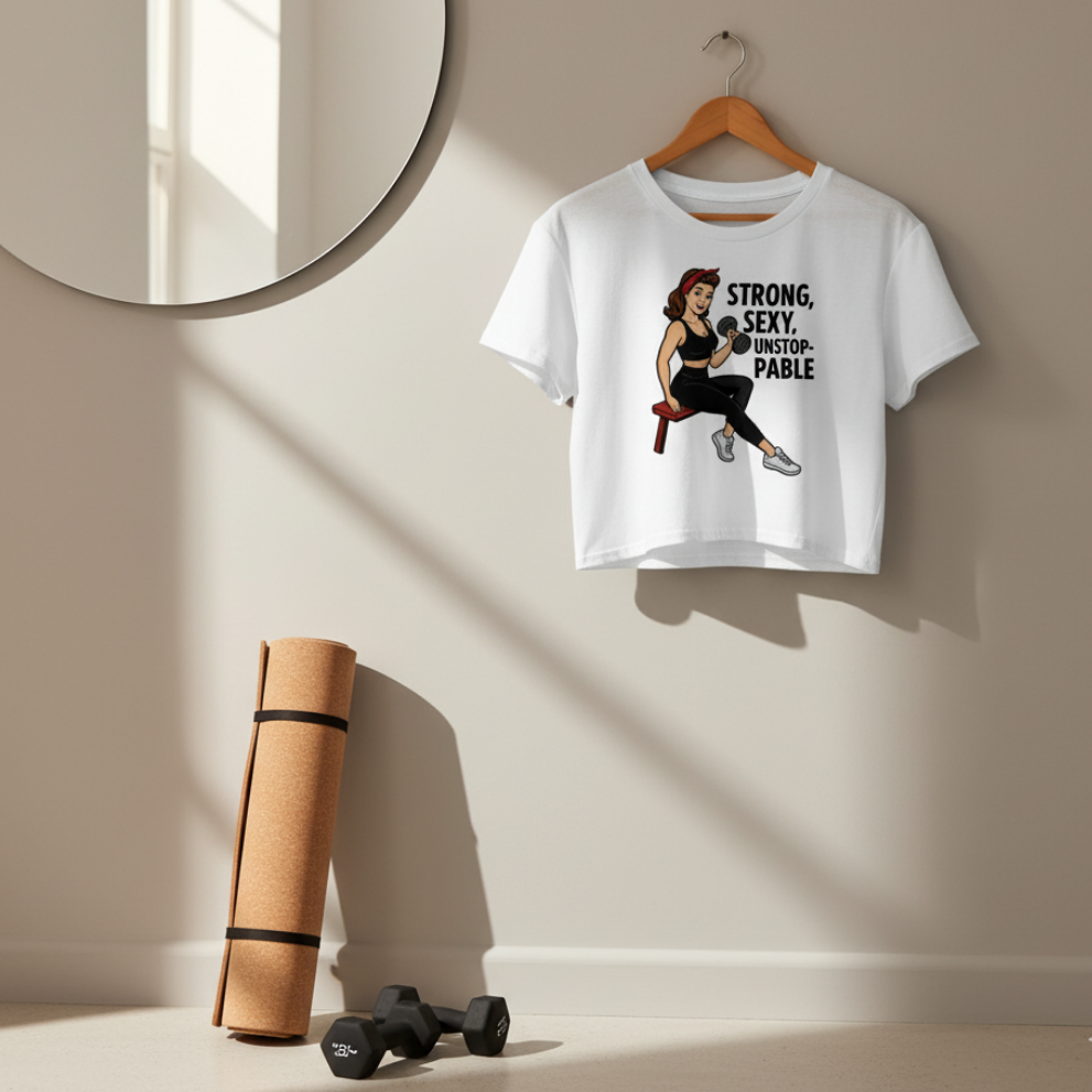 Camiseta corta/Crop top "Workout Pin-Up"