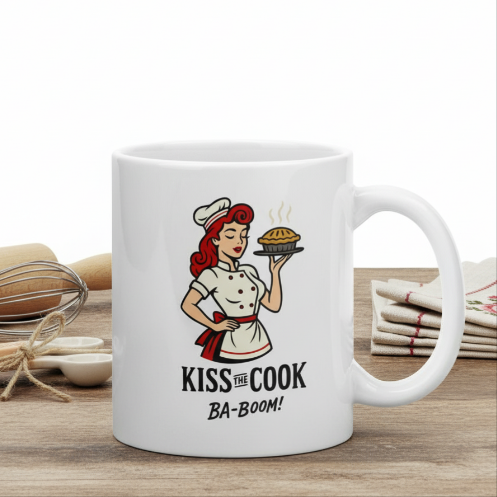 Taza cerámica/Mug  "Kiss the Cook Ba-Boom"