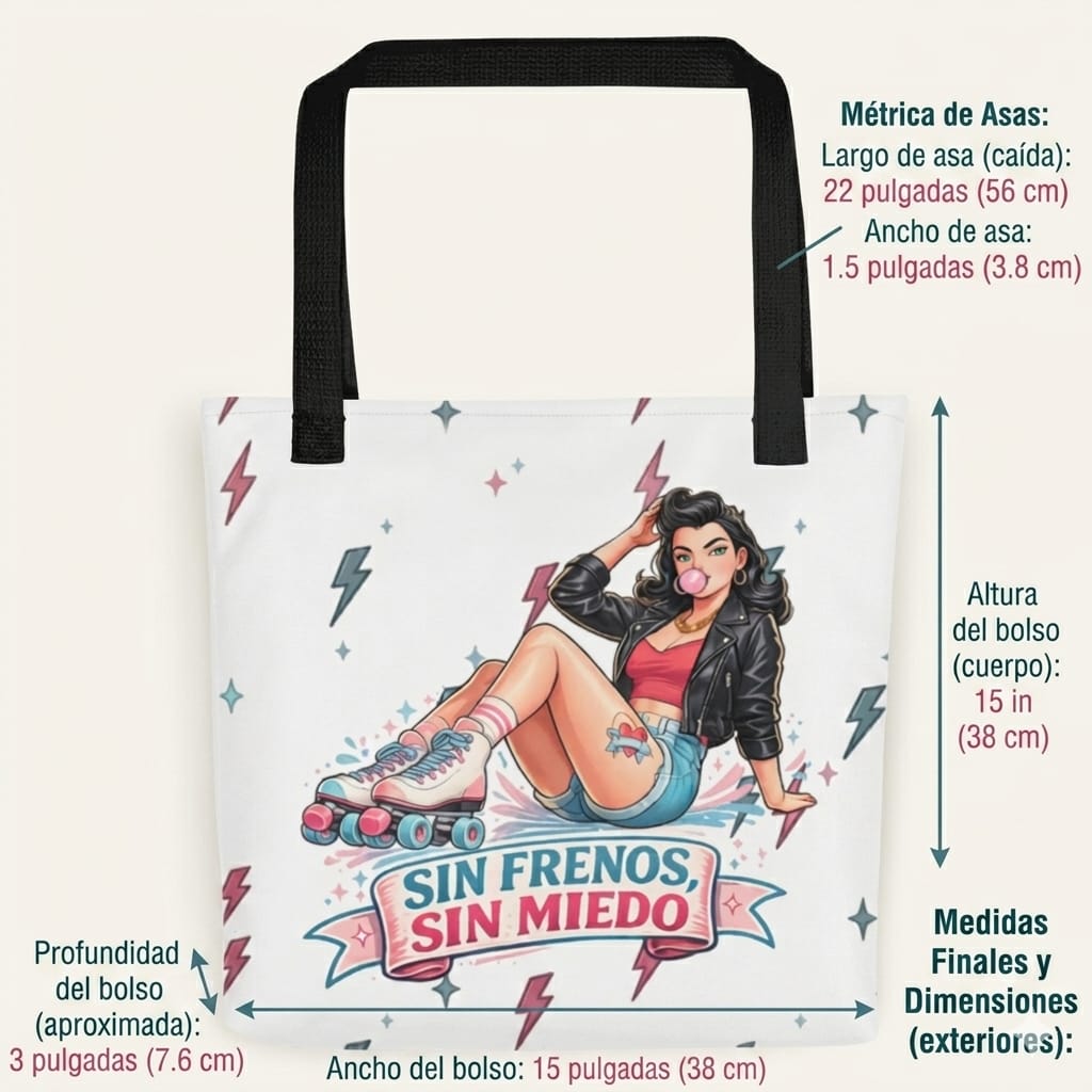 Bolso Tote Patinadora Retro                                                - Estilo Pin Up                            "Sin Freno, Sin Miedo"