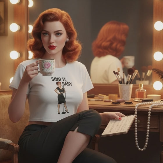 Camiseta corta/Crop top "Vintage Singer"