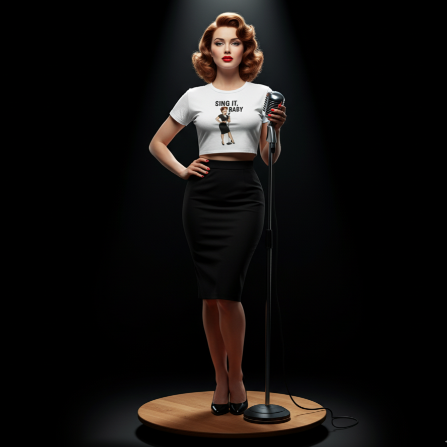 Camiseta corta/Crop top "Vintage Singer"