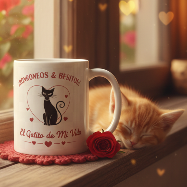 Taza/mug amor con mucho miau para él