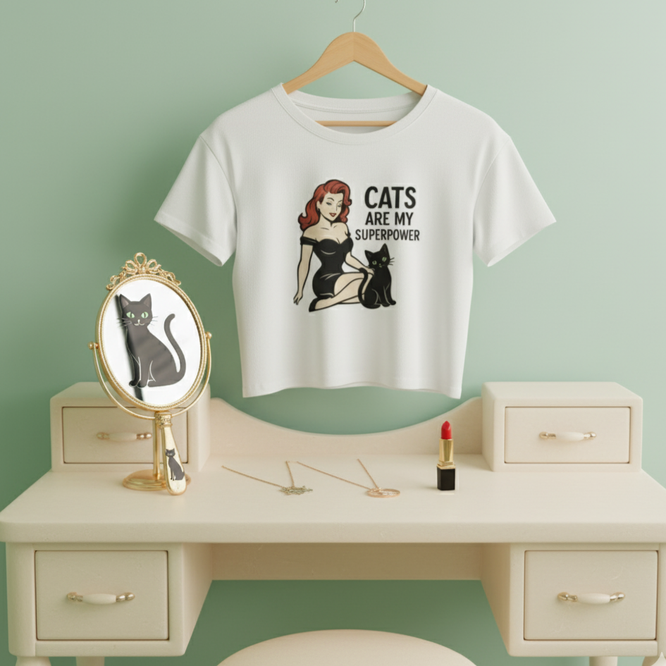 Camiseta corta/ Crop top "Cats Are My Superpower"