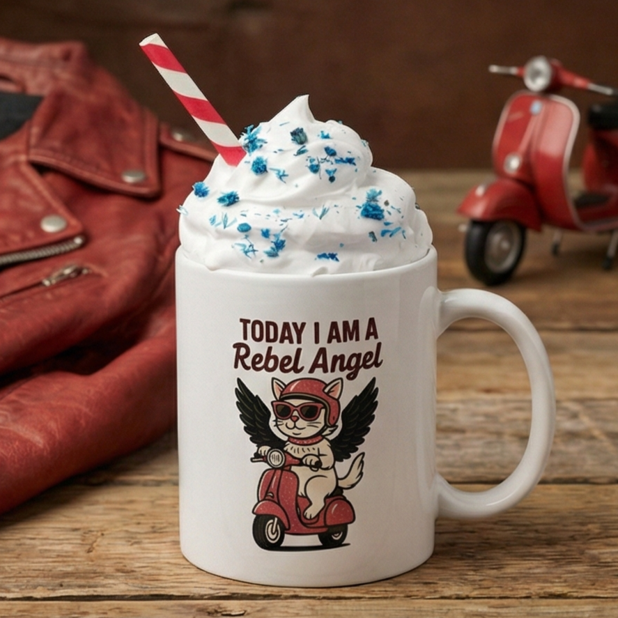 Taza/Mug cerámica "Pink Rebel Angel”