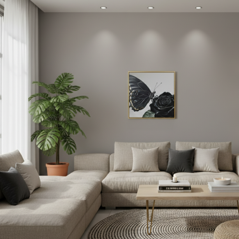Lienzo II / Canvas "Elegance – Mariposa y Rosa"