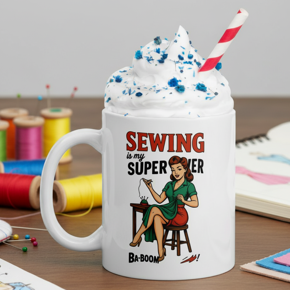 Taza cerámica "Sewing is my superpower"