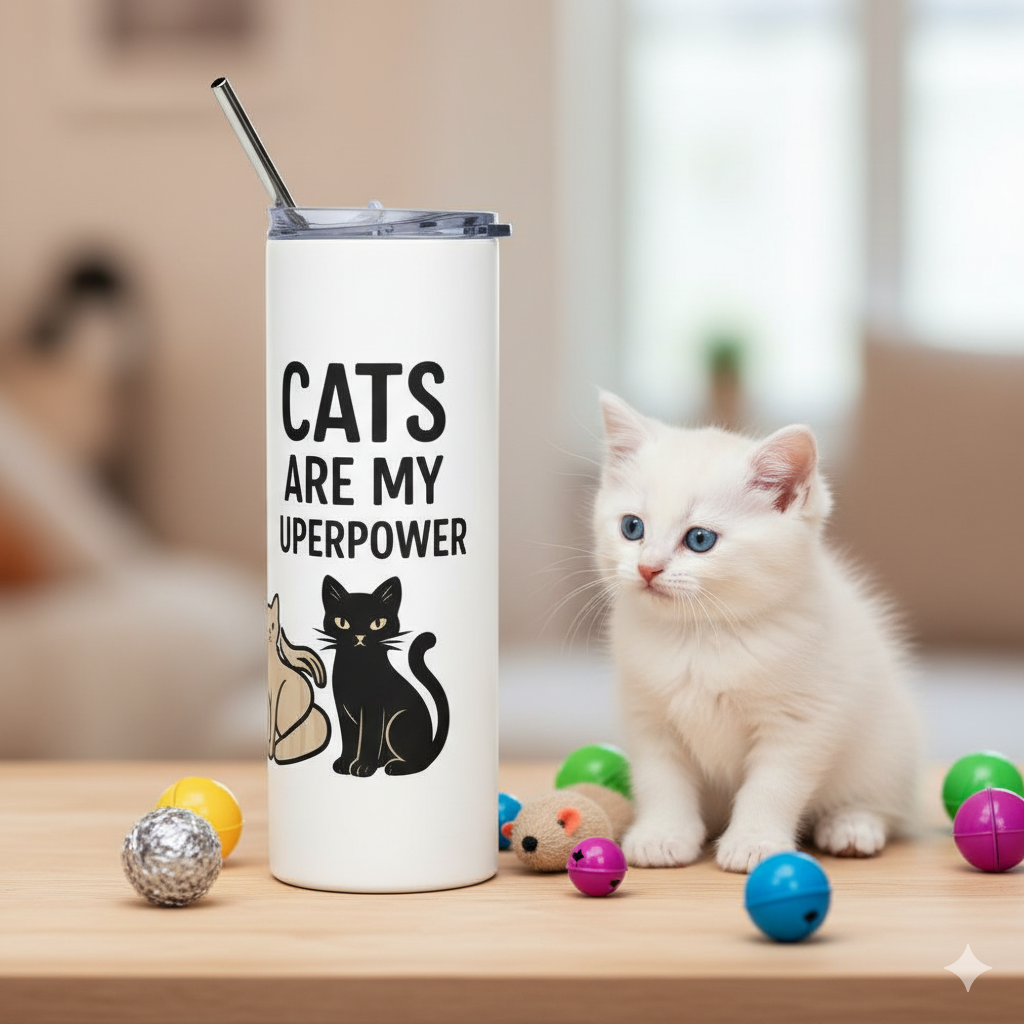 Vaso de acero inoxidable/Tumbler "Cats Are My Superpower"