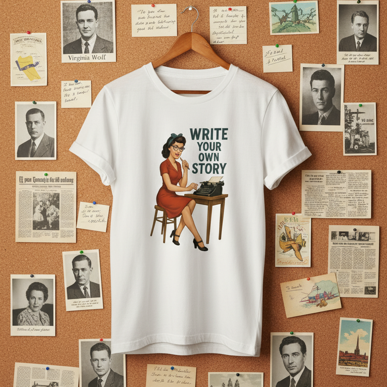 Camiseta larga de Escritora para Mujer - Diseño Vintage "Write Your Own Story"